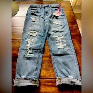 NWT Justice Size 14 Destructed Mini Mom Jeans